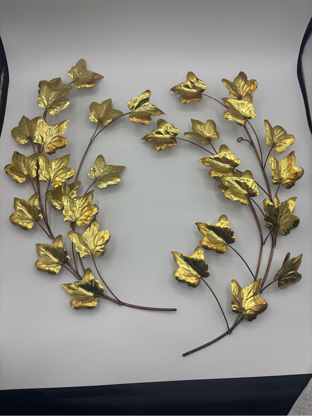 Vintage Metal HOMCO Home Interior Leaves Swag Wall Decor Set Of 2
